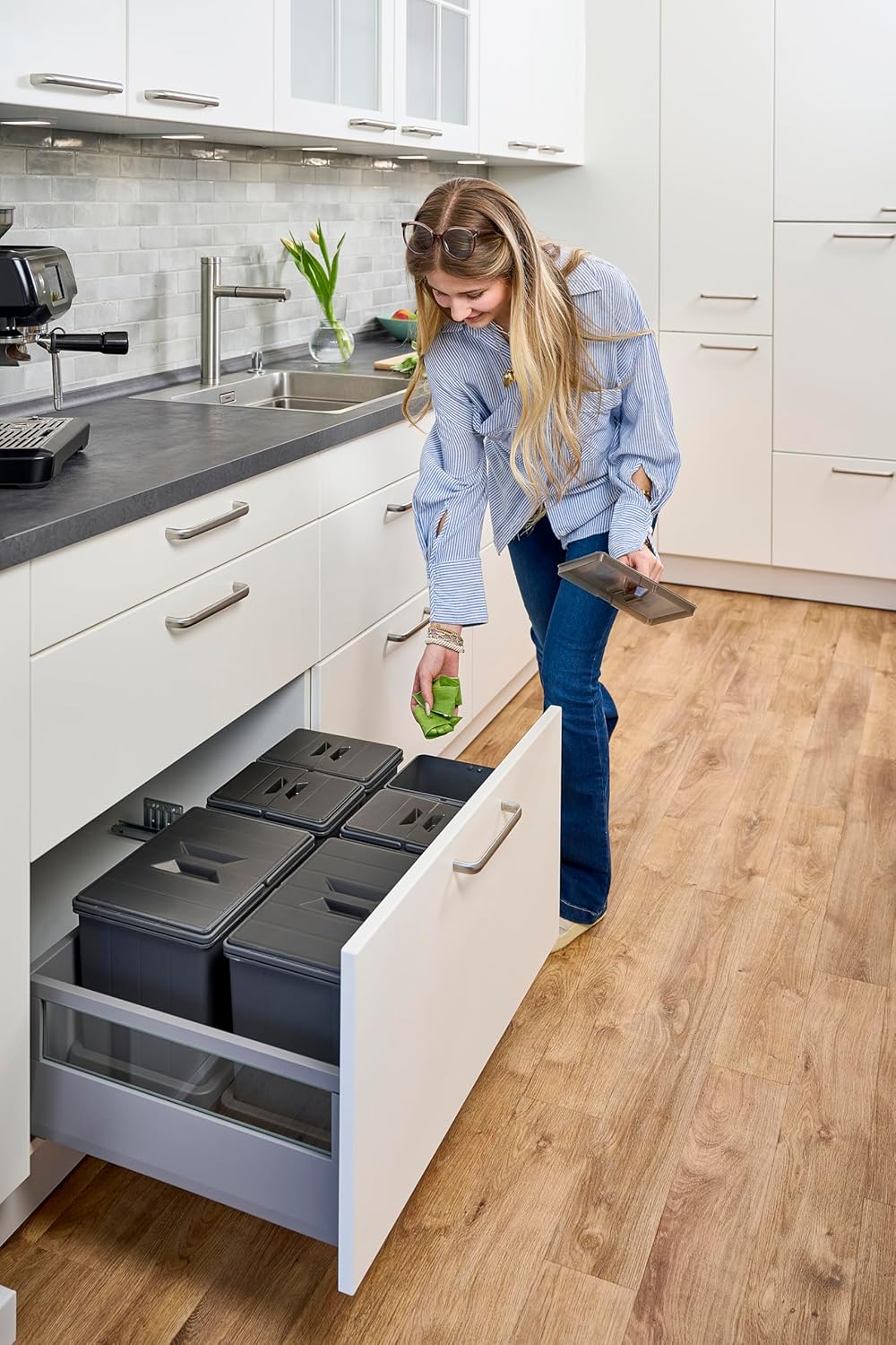 Aspira Home Müllomatic 2 x MODUL 2 MINI | Einbau Mülleimer für Schublade und Unterschrank, modulares