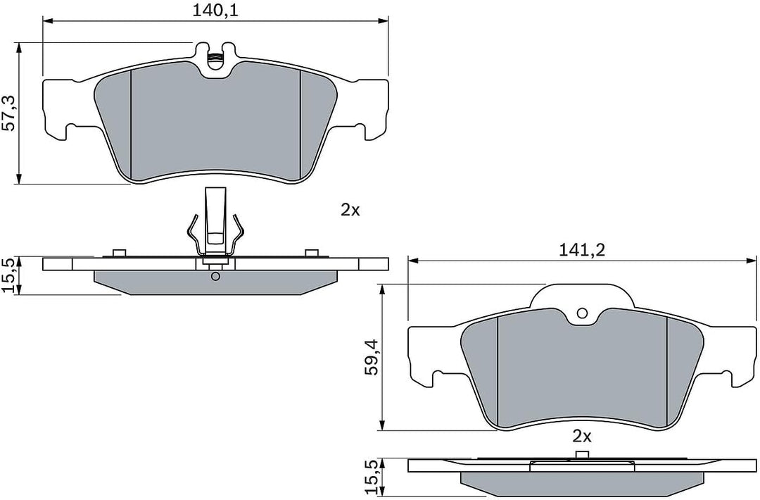 Bosch BP412 Bremsbeläge - Hinterachse - ECE-R90 Zertifizierung - vier Bremsbeläge pro Set