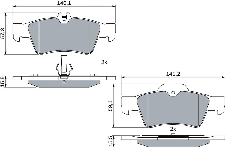 Bosch BP412 Bremsbeläge - Hinterachse - ECE-R90 Zertifizierung - vier Bremsbeläge pro Set