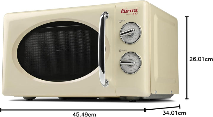 Girmi FM21 Kombi-Mikrowelle im Vintage-Design, 20 Liter, 700+800 W, Kombinationsgaren, Timer, Grillf