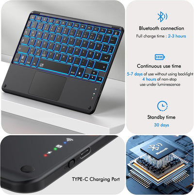 INFILAND für Samsung Galaxy Tab S10+ Plus/S9 FE+/S9 Plus Hülle mit Tastatur[Hochpräzises Touchpad],