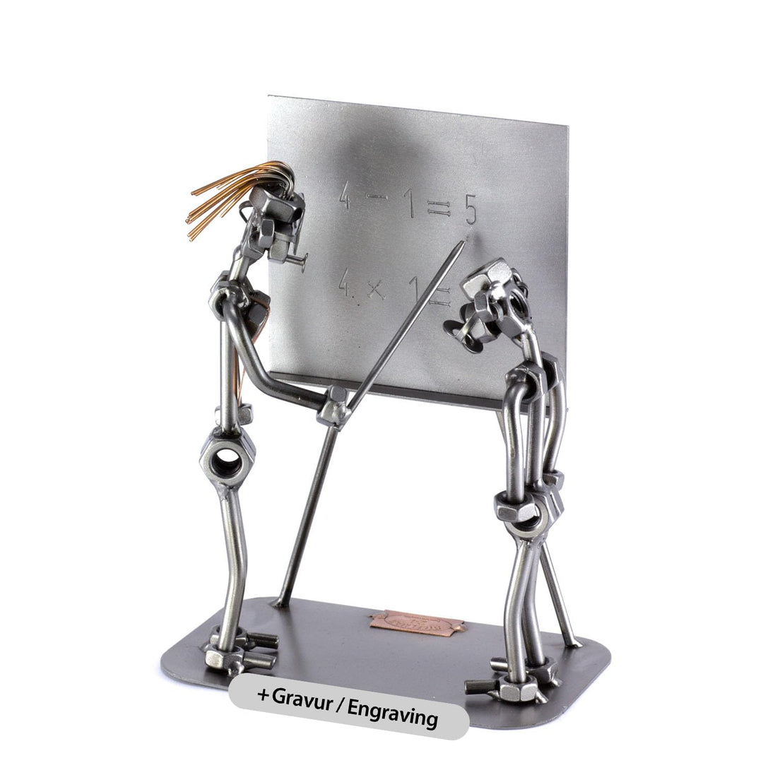 Steelman24 I Schraubenmännchen Lehrerin Mit Schüler Mit Persönlicher Gravur I Made in Germany I Hand