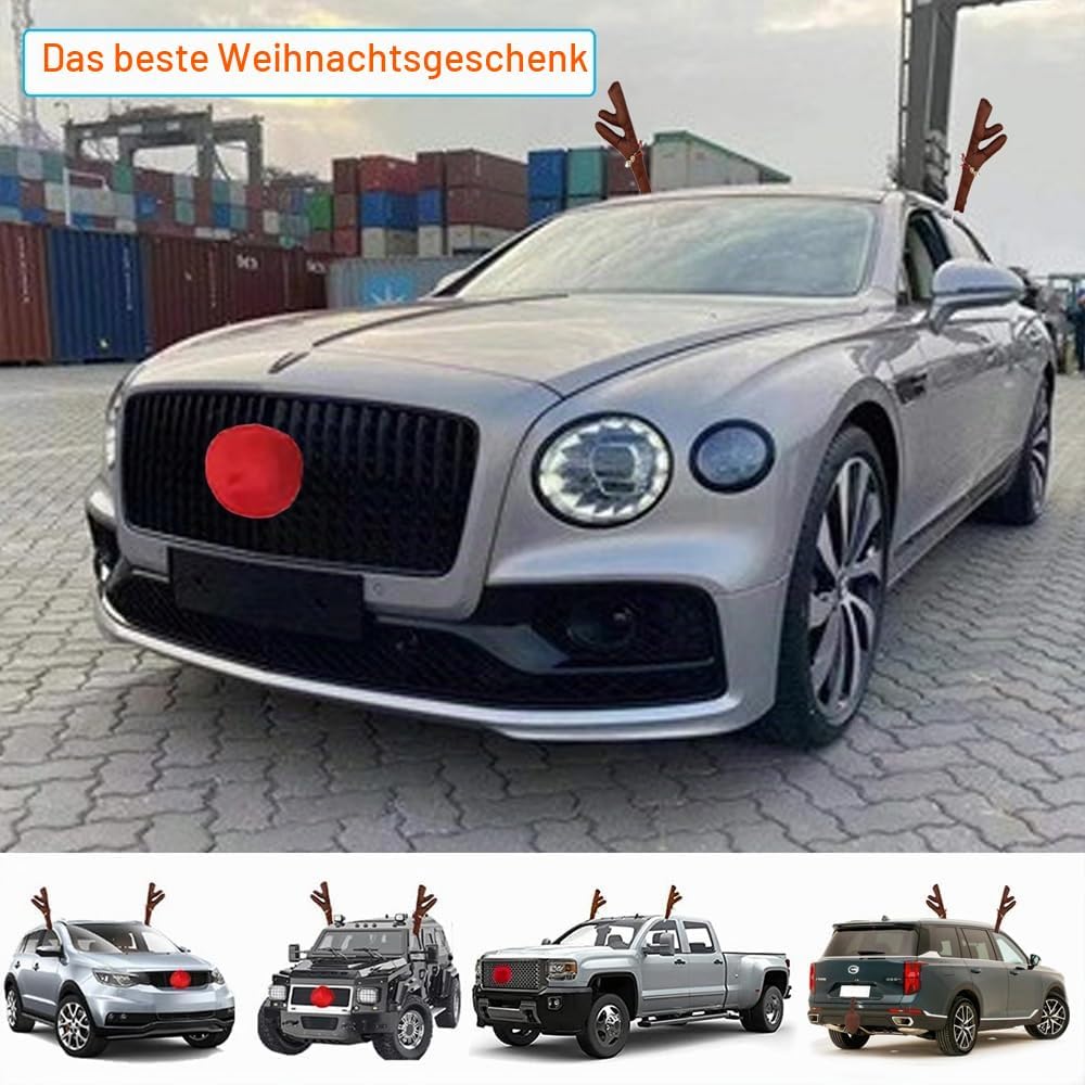 Weihnachtsauto Dekoration Plüsch Rudolf Rentier Geweih Rote Nase für Weihnachtsauto Dekoration, Lust