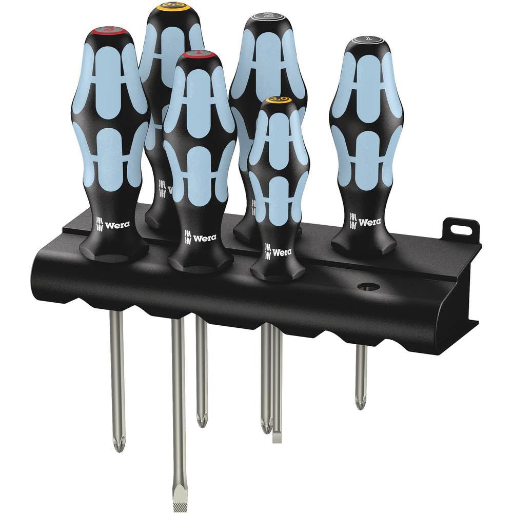 Wera 3334/3350/3355/6 Schraubendrehersatz, Edelstahl + Rack, 6-teilig, 05032063001