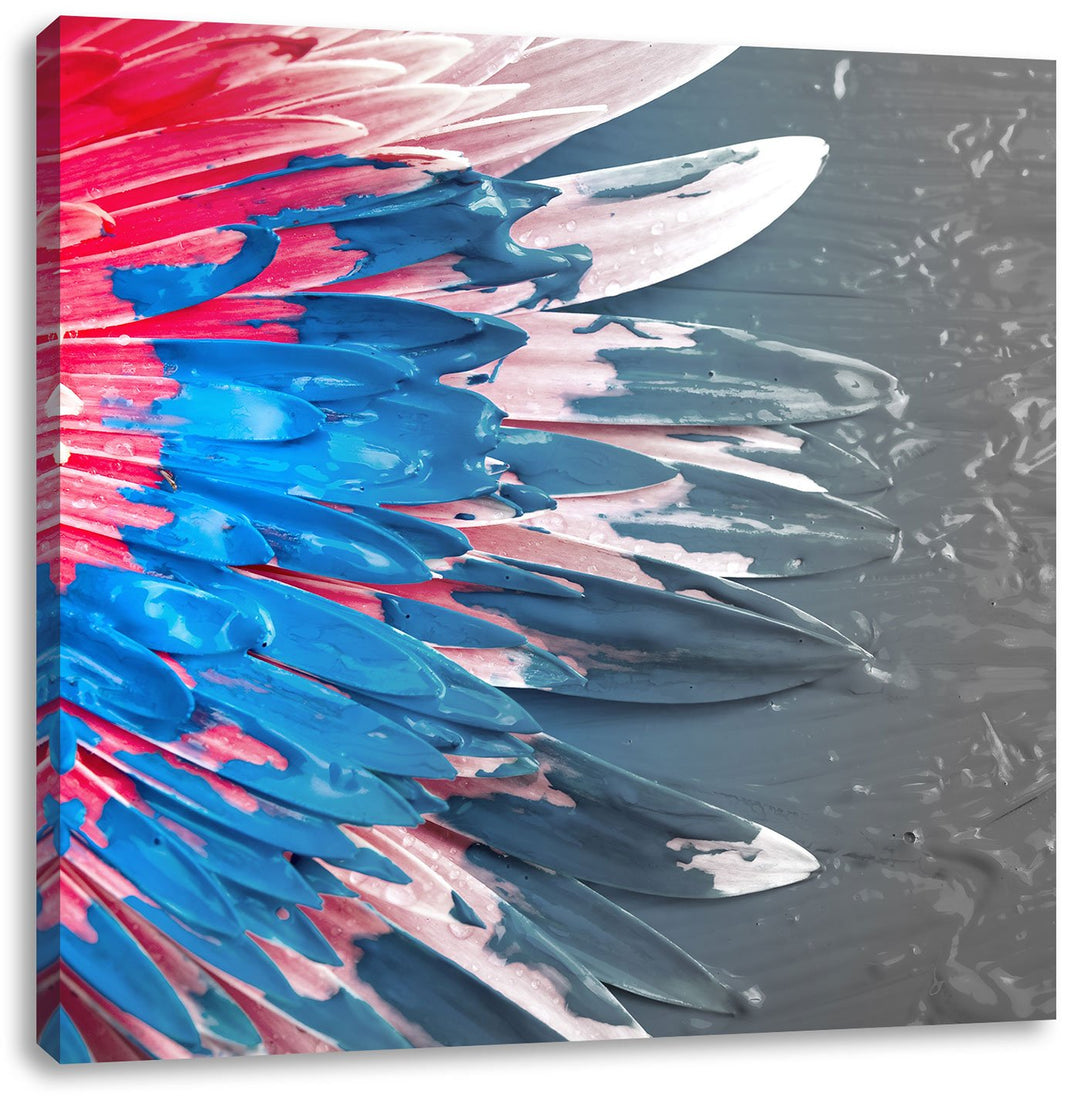 Pixxprint Bunte Blumenkunst als Leinwandbild Quadratisch/Grösse: 70x70 / Wandbild/Kunstdruck/fertig