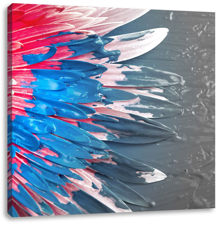 Pixxprint Bunte Blumenkunst als Leinwandbild Quadratisch/Grösse: 70x70 / Wandbild/Kunstdruck/fertig