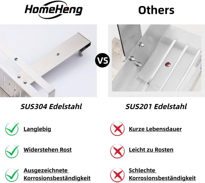 HomeHeng Duschregal zum Hängen,2-Store Duschablage zum Hängen Gebürstetes Nickel, SUS304 Edelstahl D