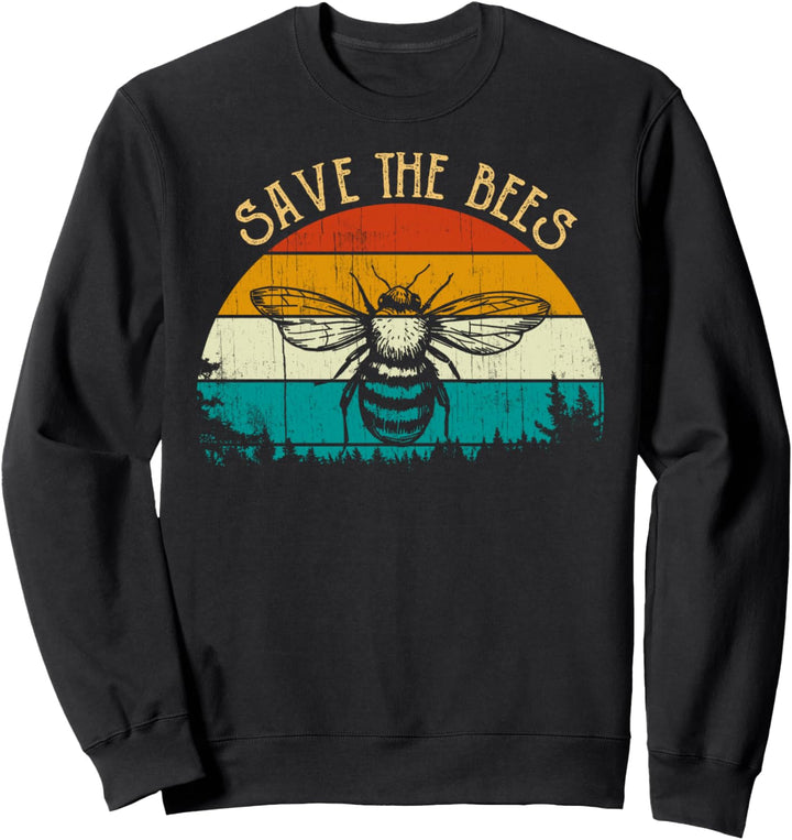 Vintage Retro Style Bee Sunset Honey Honeybee Save The Bees Sweatshirt