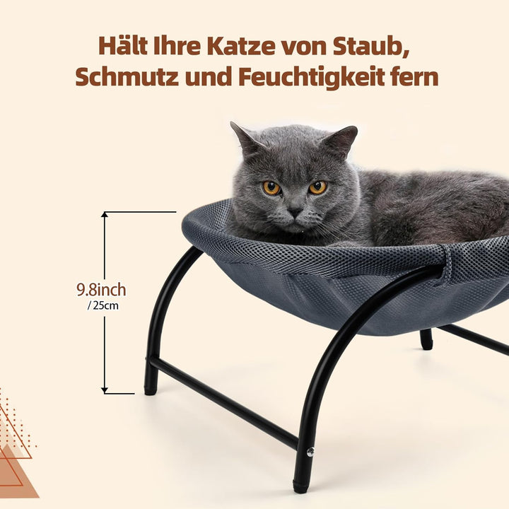 Katzen Hängematte, erhöhter Katzenbett mit abnehmbarem, Waschbarem Netzstoff, stehend katzenhängemat