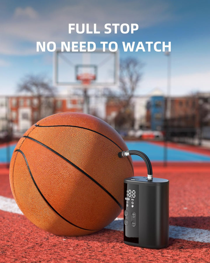 Woowind P101 Ballpumpe Elektrisch mit 12 PSI, 4000mAh Power Bank, LED Licht, Auto-Stop, für Fussball