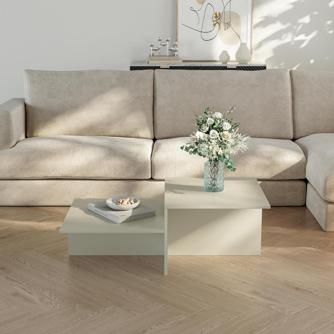 [en.casa] Couchtisch Taniena Wohnzimmertisch mit doppelter Tischplatte eckig Beistelltisch 100 x 55