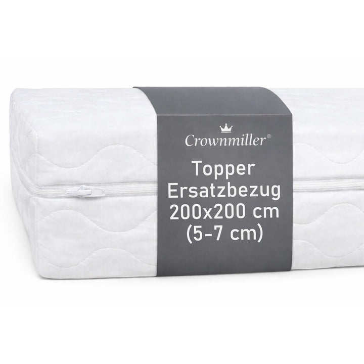 Topperbezug 200x200 cm für Topper Von 5-7cm, Microfaser, 60°C waschbar, 3-seitiger Reissverschluss,,