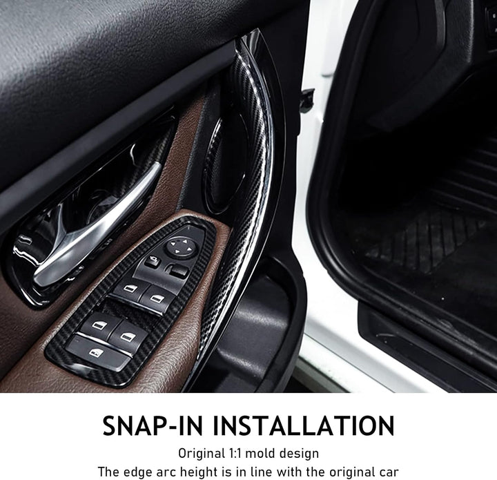 TZYSZDB Kohlefaser Schnalle Beige Türverkleidung Griff Zugverkleidung für BMW Serie 3 4 F30 F31 F32