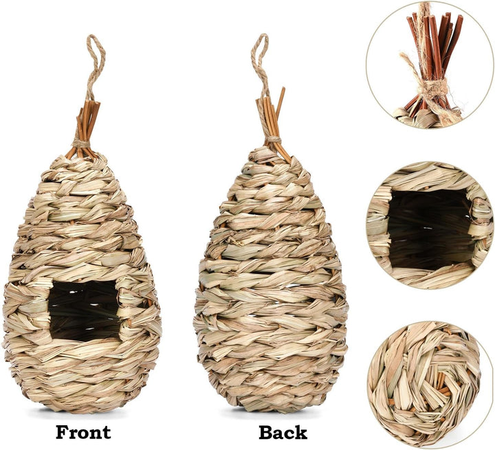 2 Stück Grass Bird Nest, Handgewebte Vogelhäuser, Wear-Resistant Hanging Bird Nest, Geeignet für Kol