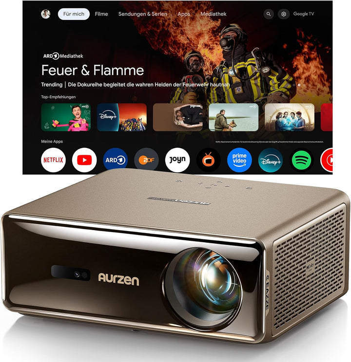 Aurzen EAZZE D1 MAX Beamer mit Google TV 14.0 & Netflix, 4K Unterstützt, Smart Projektor mit 1000 AN
