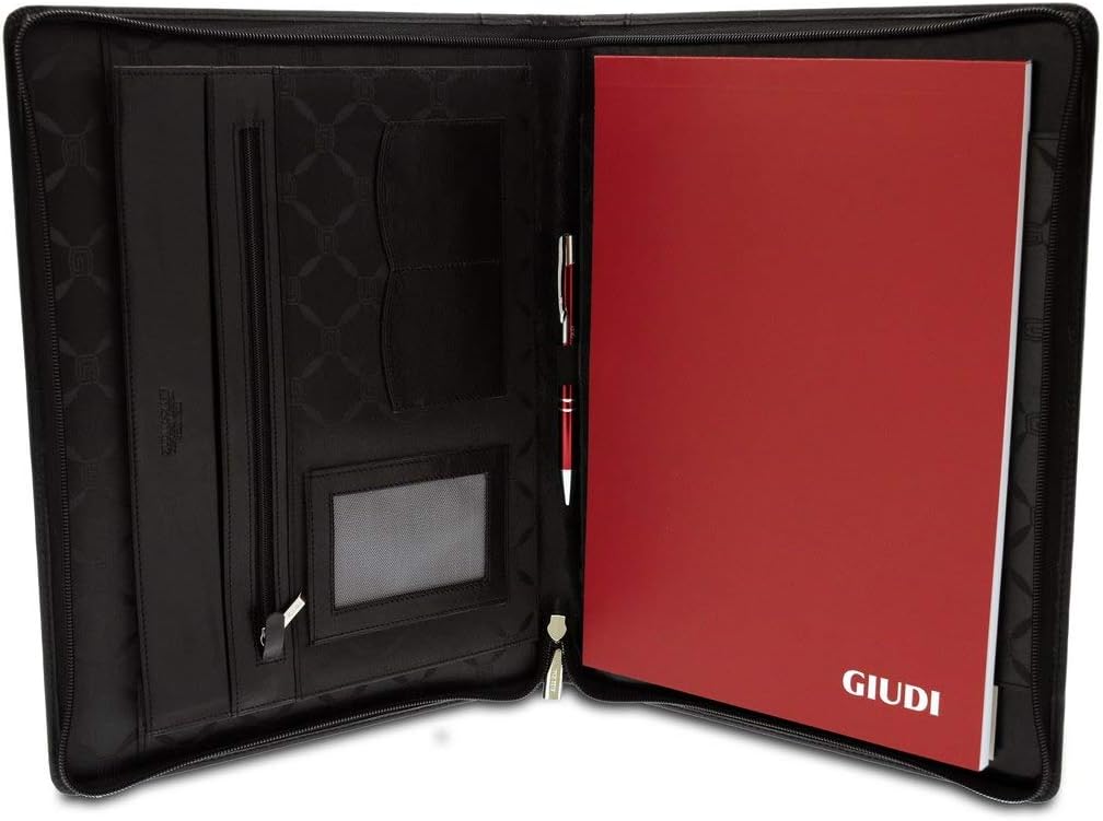 GIUDI ® - Leder-Unterarmtasche aus echtem Rindsleder, Made in Italy, Notizblock, Stiftehalter, Schwa