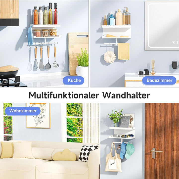 Hundegarderobe mit Ablage, Hundeleinen Halterung Wand, Schwarz Wandhalter für Hundeleine, Metall Hun