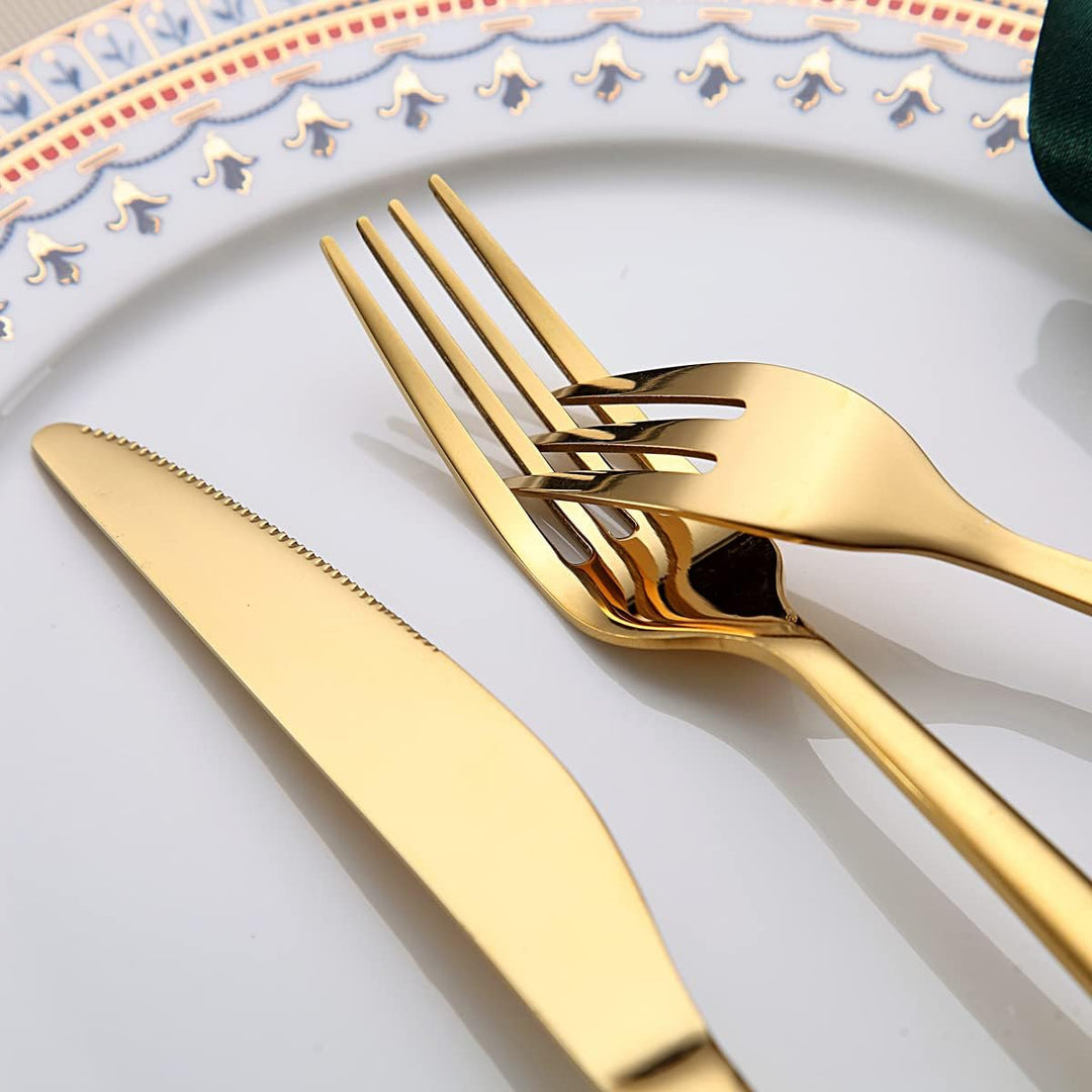 Berglander Gold Besteck-Set 30-teilig, Stabiler Edelstahl Titanium Besteck Goldenes Besteck-Set Rost
