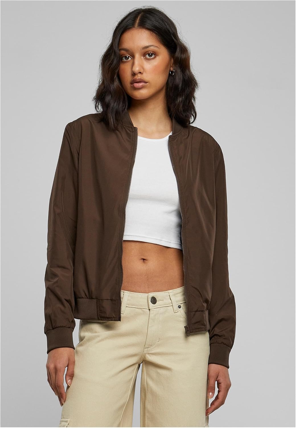 Urban Classics Damen Ladies Light Bomber Jacket XL Brown, XL Brown