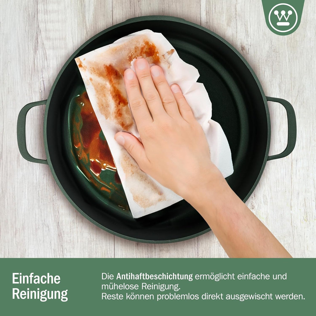 Westinghouse PERFORMANCE SERIES Schmorpfanne mit Deckel, Grosse Bratpfanne 32 cm für Induktion & all