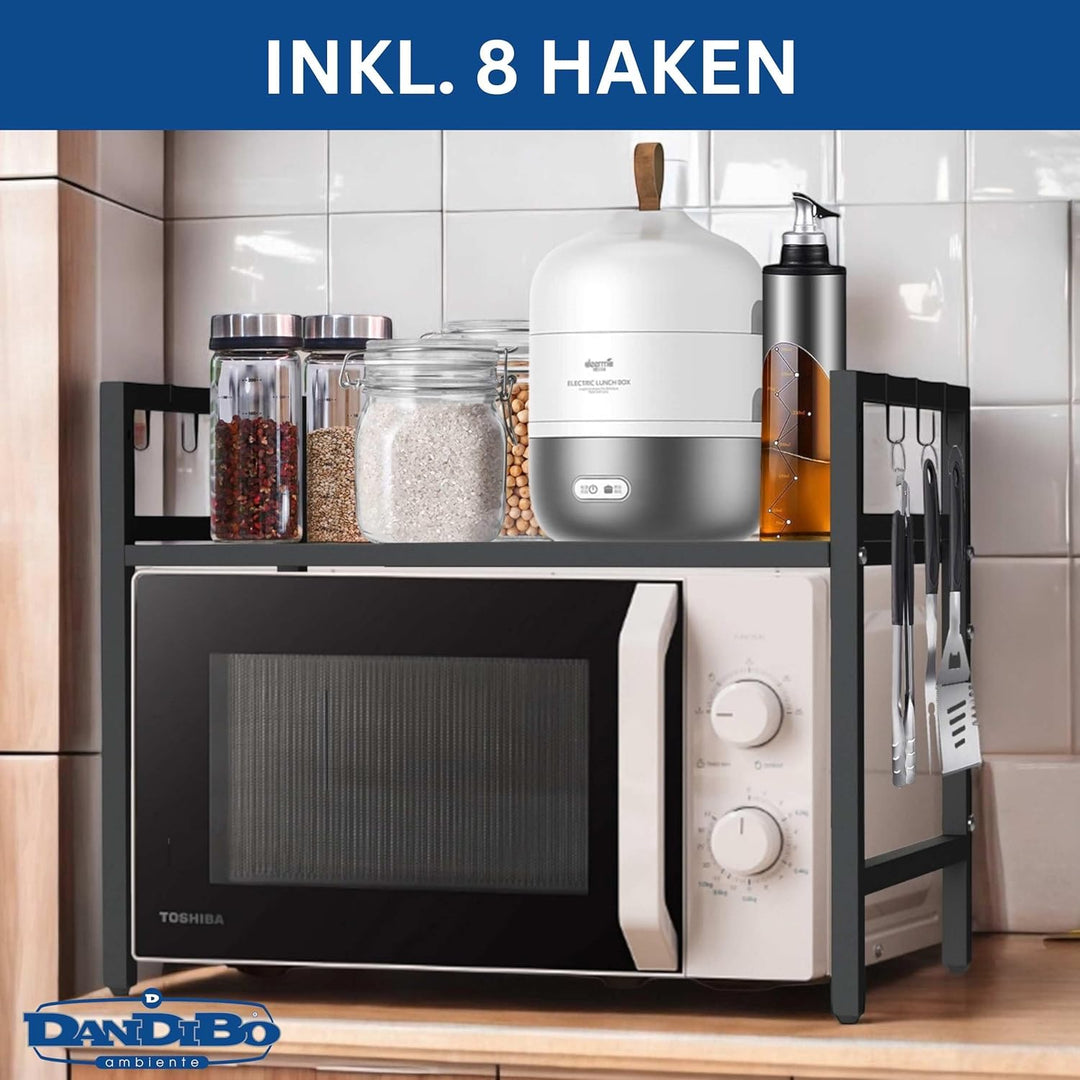 DanDiBo Verstellbares Mikrowellenregal 2 Stufig 40-64 cm Mikrowellen Regal 96613 Stehend Mikrowellen