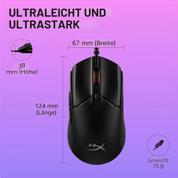 HyperX Pulsefire Haste 2 kabelgebundene Gaming Maus, Schwarz Black Wired Pulsefire Haste 2, Black Wi