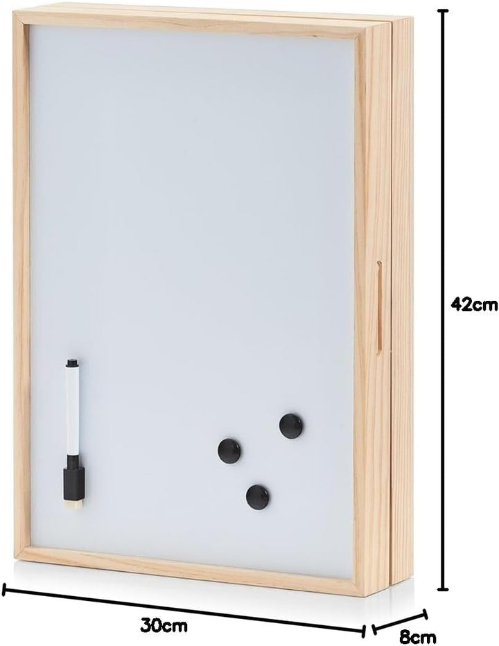 Zeller 15142 Schlüssel-/Memo-Box mit Whiteboard, Holz Schlüsselkasten, Holz, Weiss, 42 x 30 x 8 cm