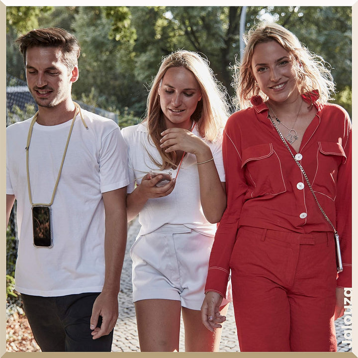 Jalouza Handykette, Kordel & Hülle Bundle kompatibel mit iPhone 12 & 12 Pro - Gliederkette in Gold u