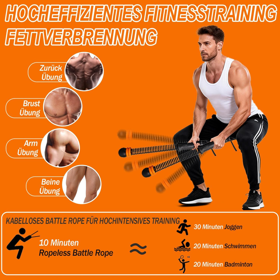 2026 Verstellbares Ropeless Battle Rope, Battle Rope Ohne Seil mit Tragetasche & Übungsanleitung, Ge
