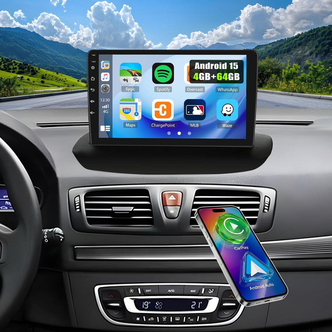 SIXWIN 4+64G Android 13 Autoradio mit CarPlay/Android Auto/Mirror Link für Renault Megane 3 2008-201