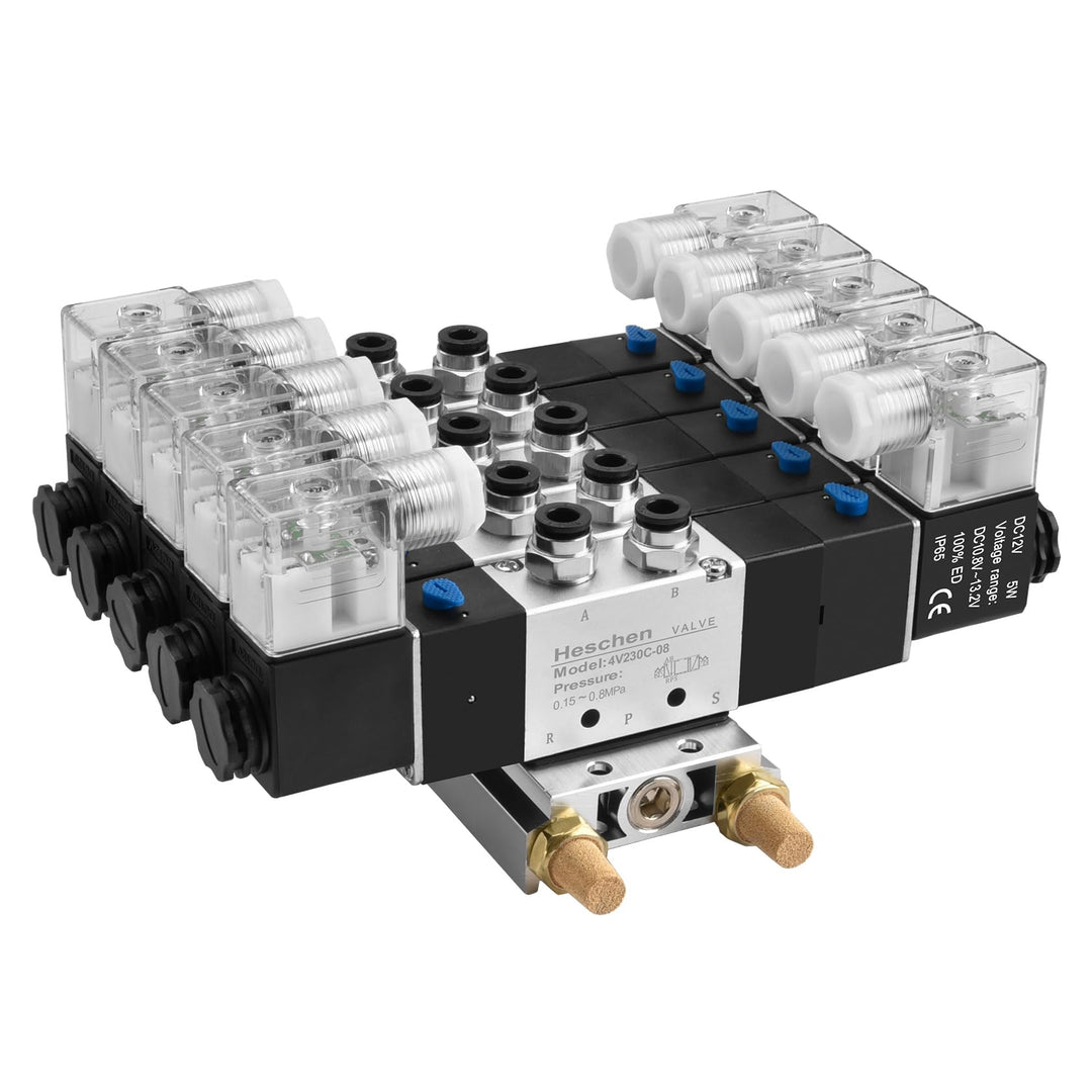 Heschen Elektrisches Pneumatisches 5 Magnetventil, 4V230C-08, 12 VDC, PT1/4, 5 Wege 3 Positionen, Kr
