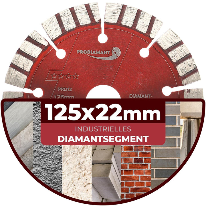 PRODIAMANT Turbo Diamant-Trennscheibe Beton 125mm x 22,23 mm Segmenthöhe 12mm 125/22,23mm, 125/22,23