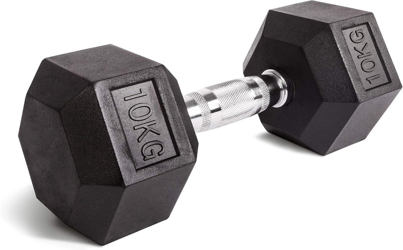 C.P. Sports Hexagon Hanteln gummiert 1-80 kg (Stück) + gratis Griffpolster Dumbbell mit ergonomische