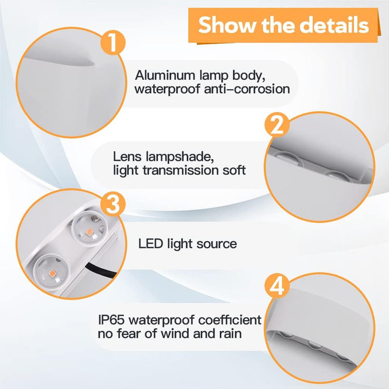 LED Wandleuchte innen/Aussenwandleuchten 12W,Auf und ab Lichtstrahl 1200Lumen(warmes Gelb),Wandleuch