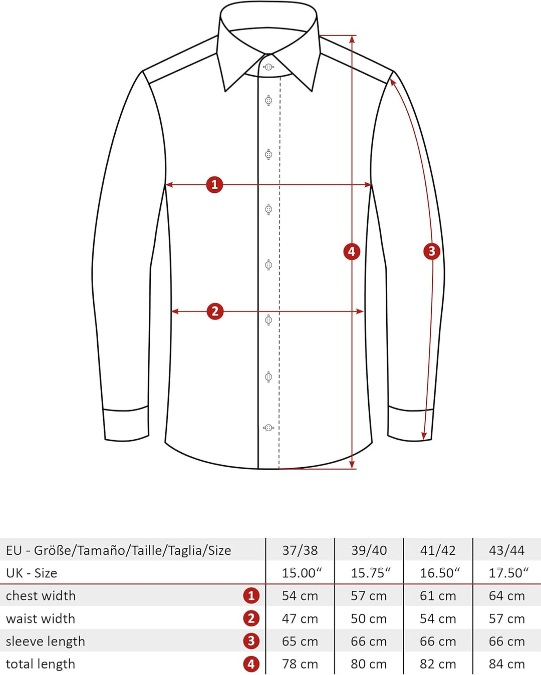 Vincenzo Boretti Herren Hemd bügelfrei 100% Baumwolle Slim-fit Uni-Farben 43-44 7-weiss, 43-44 7-wei