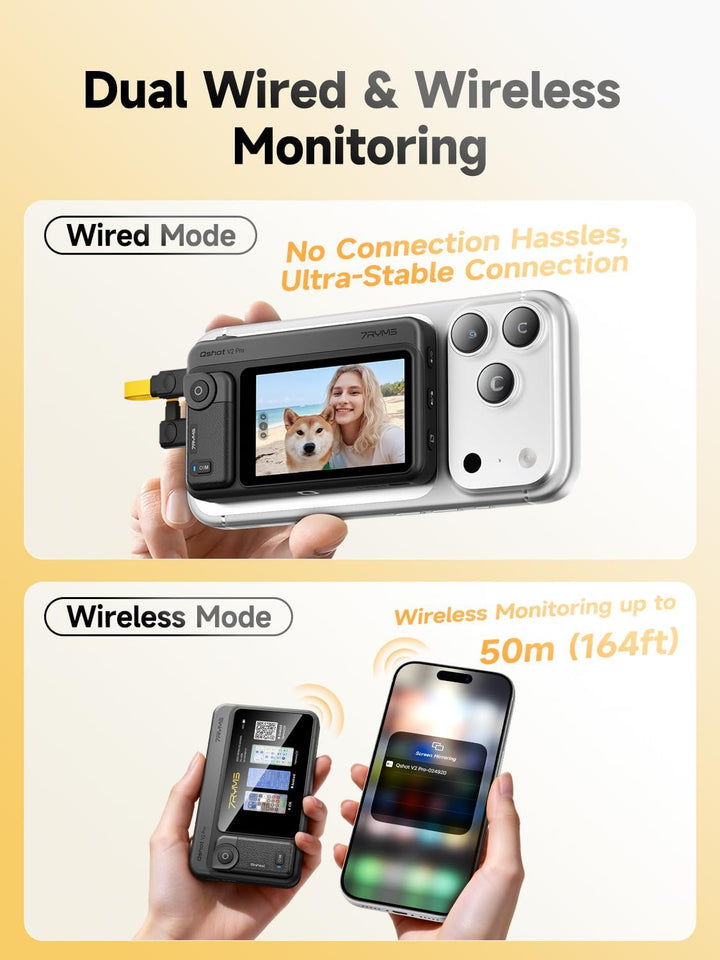 7RYMS Qshot V2 Pro Selfie Monitor, Magnetischer Smartphone Rückkamera Bildschirm für iPhone & Androi