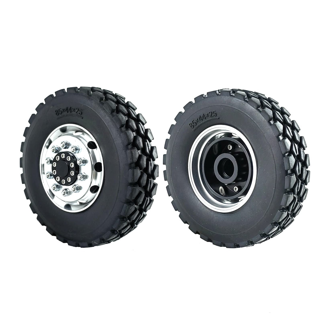 AXspeed 1/14 Rad Reifen Felgen Set 2 Stück Vorderfelgen mit Gummireifen für Tamiya Traktor Truck Cli
