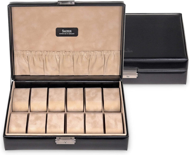 SACHER Uhrenetui für 12 Uhren new classic/schwarz (Leder)