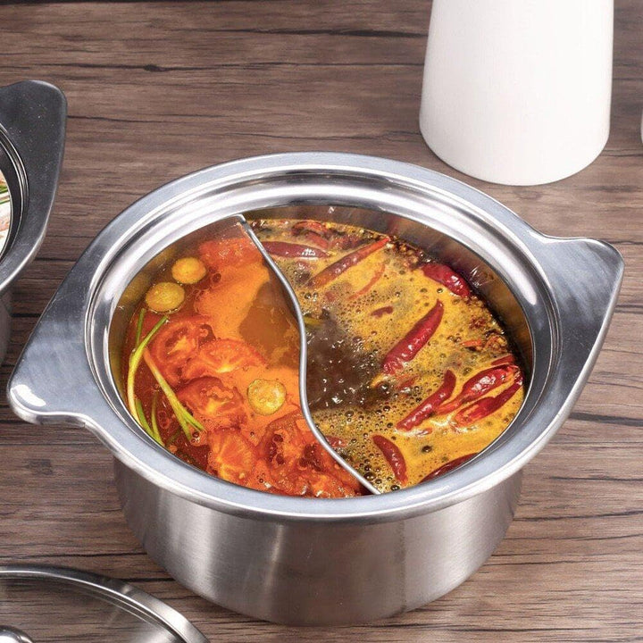 Hot Pot Aus Edelstahl Trennwand, Heisser Brenner, Chinesisches Doppelseitiges Suppenkochgeschirr Für