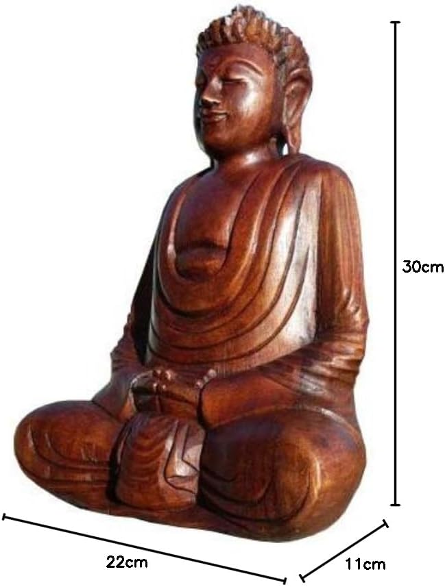 Wogeka - Super schöner 30 cm Buddha Meditation - Handarbeit aus Holz geschnitzt als besondere Gesche