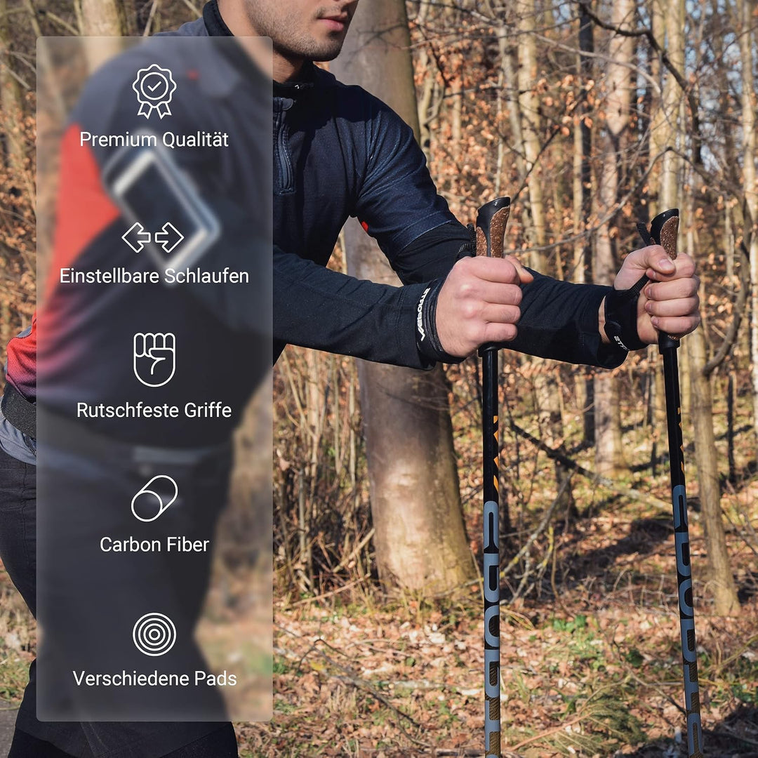 MSPORTS Nordic Walking Stöcke Carbon Premium - aus hochwertigem Carbon - Superleicht - individuell e