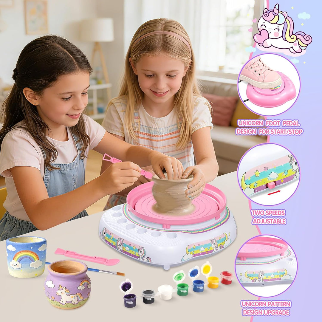 Töpferscheibe für Kinder 6-12 Jahre – Komplettes DIY-Töpfer-Set für Anfänger mit 3 Lufthärtenden Ton