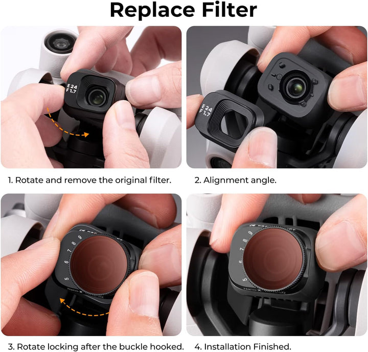 K&F Concept Mini 3,Mini 3 Pro ND Filter Set,Variable ND2-ND32 und Variabler ND Filter ND32-512,kompa
