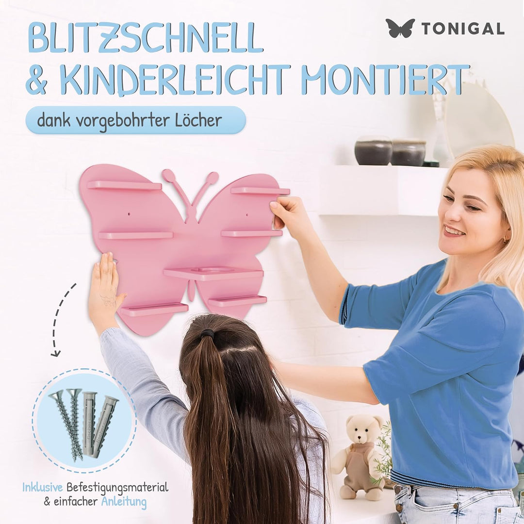 Tonie Regal Schmetterling mit Platz für bis zu 35 Tonie Figuren, Toniebox & Ladestation I Magnetisch