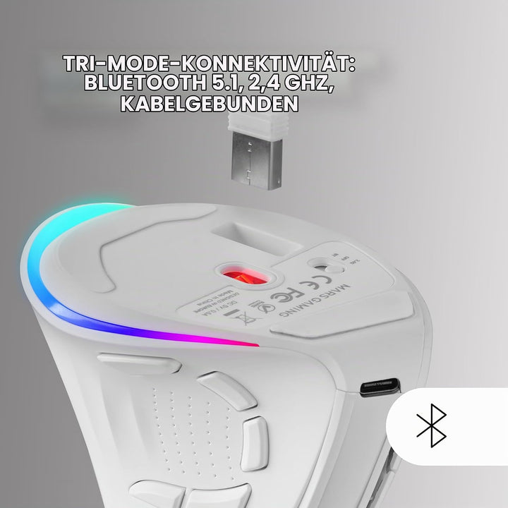Mars Gaming MM-SK, Kabellose Vertikale Gaming-Maus, Ergonomisches, RGB Chroma-Beleuchtung, Pixart 84