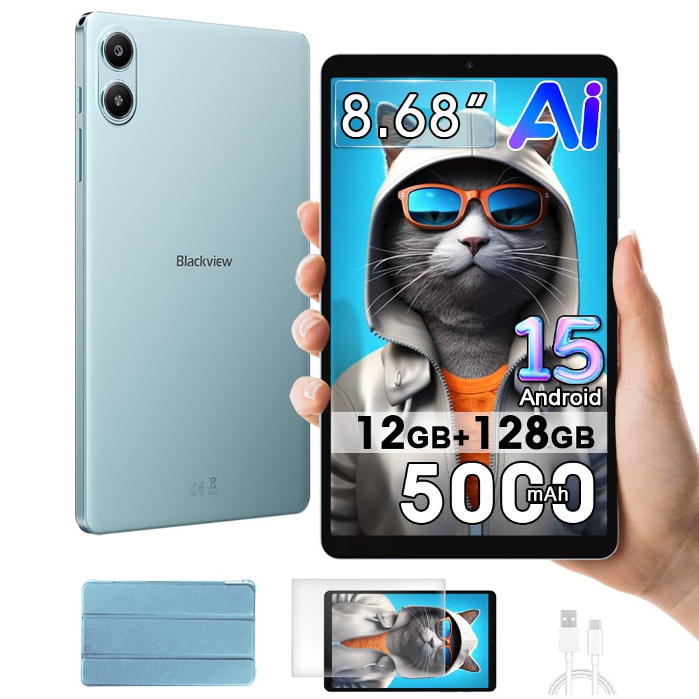 Blackview Link 2 8 Zoll Tablet Android 15, 12GB+128GB/1TB Mini Tablet Lesen, Gemini Al 2.0, Zwei Lau