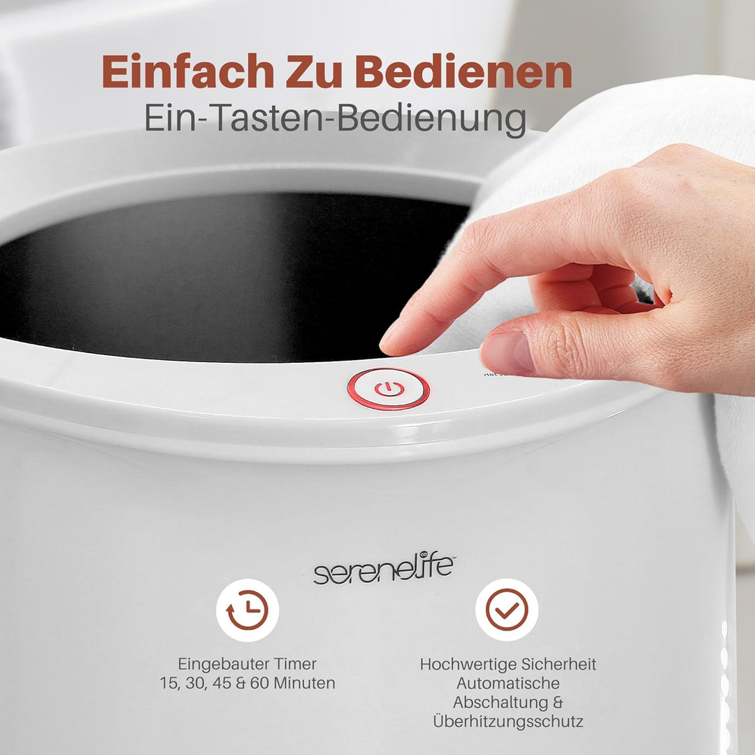 SereneLife Eimer Handtuchwärmer Elektrisch – Towel Warmer – Wellness Handtuch Wärmegerät 20L in Weis