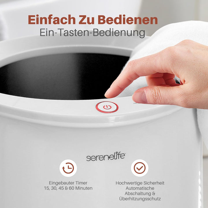SereneLife Eimer Handtuchwärmer Elektrisch – Towel Warmer – Wellness Handtuch Wärmegerät 20L in Weis