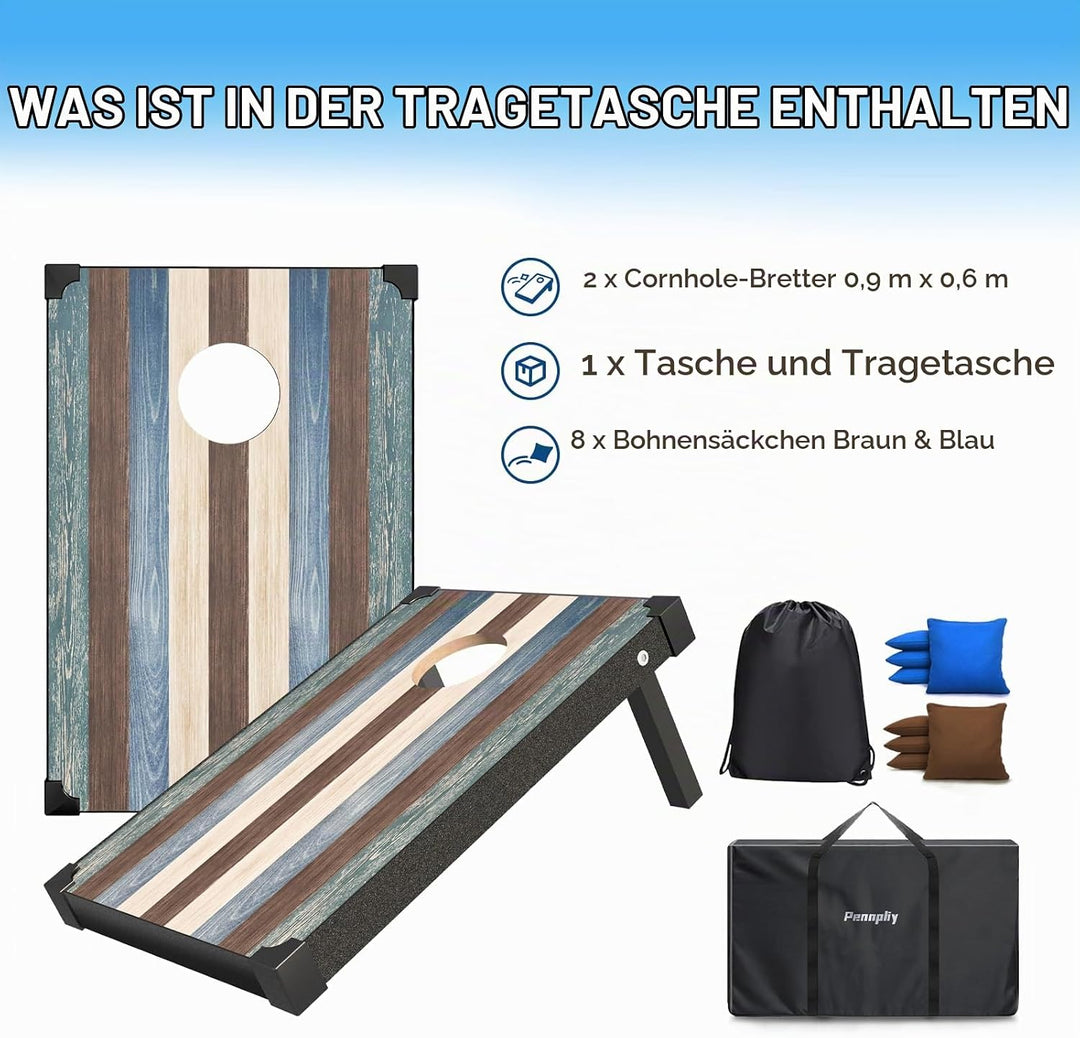 Cornhole Spiel Verordnung Grösse 91cmx60cm, Sackloch Spiel mit Corn Hole Spiel mit 2 Boards, 8 Wurfb