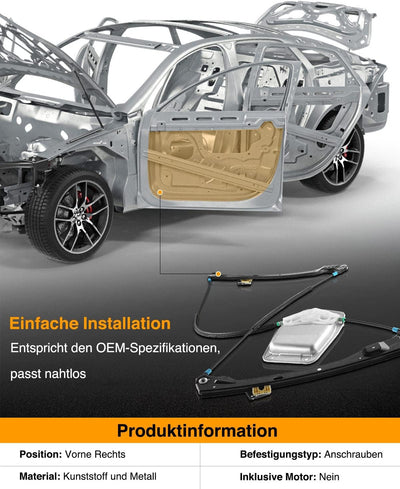 Frankberg Fensterheber Vorne Rechts Kompatibel mit Golf V 1K1 Schrägheck 2/3-Türer 2003-2009 1K38374